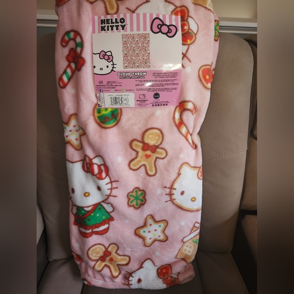 Pink Hello Kitty Christmas Gingerbread Cookie Blanket - Picture 1 of 6